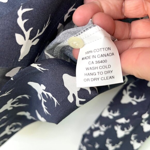 Envelop Deer Print Shirt Mens Size Small Button Front Cotton Made In Canada Gray - Picture 5 of 8